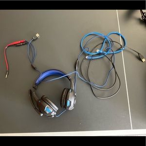 Gaming Headset with Mic and Ethernet Cable